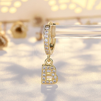 Brass Micro Pave Clear Cubic Zirconia Hoop Earrings WGE85EC-03-1