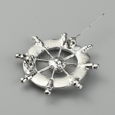 Helm Alloy Crystal Rhinestone Safety Pin Brooch JEWB-WH0010-16P-1