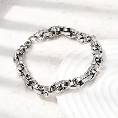 201 Stainless Steel Rope Chain Bracelets for Men STAS-T077-16P-1
