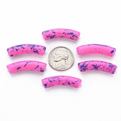 Opaque Spray Painted Acrylic Beads MACR-S372-002F-B06-1