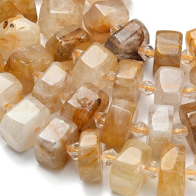 Natural Yellow Hematoid Quartz Beads Strands G-L642-H13-7x14mm-1