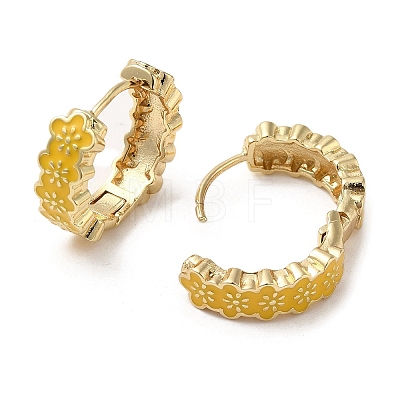 Flower Real 18K Gold Plated Brass Hoop Earrings EJEW-L268-015G-04-1