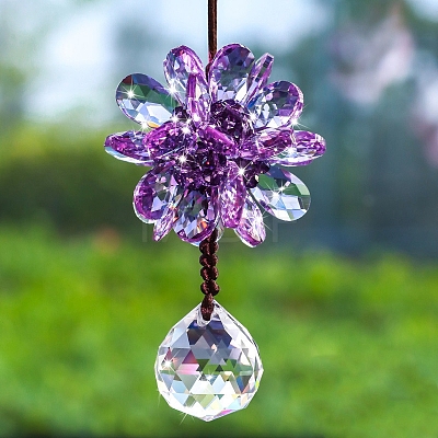 Glass Flower Pendant Decorations PW-WG637EB-02-1