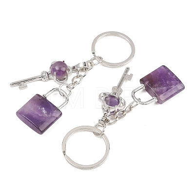 Natural Amethyst Pendant Keychains KEYC-A016-01P-11-1