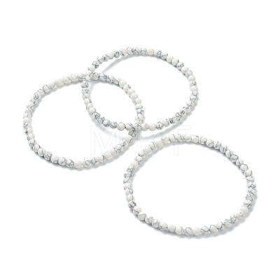 Synthetic Howlite Beaded Stretch Bracelets BJEW-D446-A-10-1