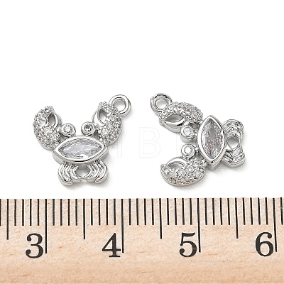 Brass Micro Pave Clear Cubic Zirconia Charms KK-P355-01B-P-1
