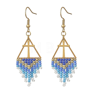 Glass Beads Braided Dangle Earrings EJEW-MZ00786-1