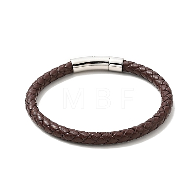 Leather Braided Cord Bracelet with 304 Stainless Steel Clasp for Men Women BJEW-C021-09-1