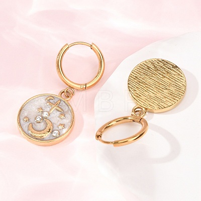 304 Stainless Steel Rhinestone Dangle Hoop Earrings for Women EJEW-F417-01G-01-1