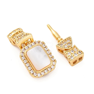 Brass Micro Pave Clear Cubic Zirconia Box Clasps KK-P291-27G-1