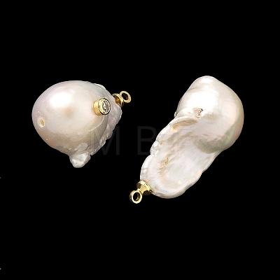 Brass & Pearl Micro Pave Cubic Zirconia Pendants KK-H259-13A-G02-1