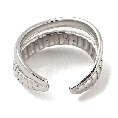 304 Stainless Steel Double Lines Open Cuff Ring RJEW-C067-18P-1