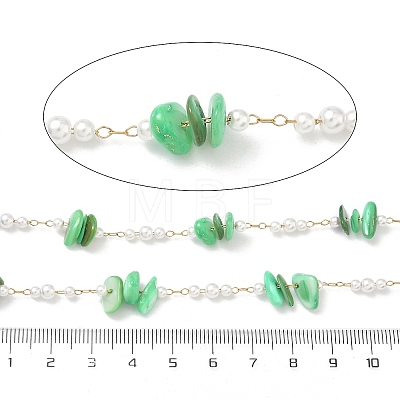 Handmade Natural Shell & ABS Imitation Beaded Chains CHS-F025-13G-05-1