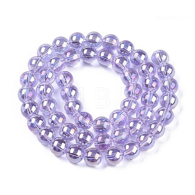 Electroplate Transparent Glass Beads Strands GLAA-T032-T8mm-AB01-1