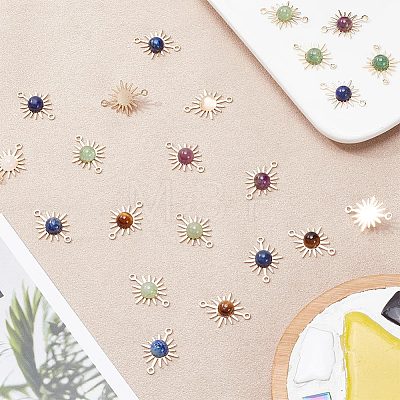 30Pcs Natural Mixed Gemstone Connector Charms FIND-AR0003-83-1