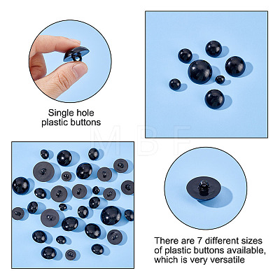 210Pcs 7 Style 1-Hole Plastic Buttons BUTT-AR0001-08-1
