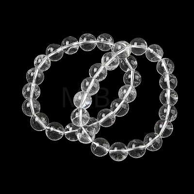 Natural Quartz Crystal Round Beaded Stretch Bracelets GG-CBA12F1-02D-12-1