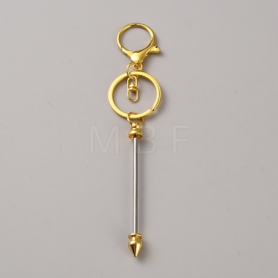Zinc Alloy Bar Beadable Keychains Clasps KEYC-WH0030-86G-1