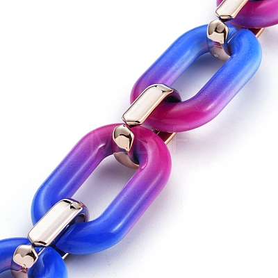 Handmade Two Tone Opaque Acrylic Cable Chains AJEW-JB00635-03-1