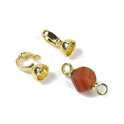 Natural Banded Agate with Brass Fold Over Clasps G-G141-02G-03-1