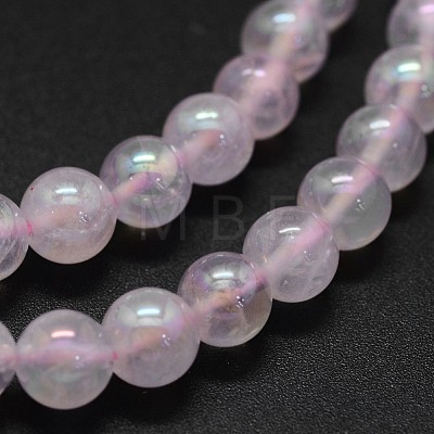 Electroplated Natural Rose Quartz Beads Strands G-K285-06-6mm-1