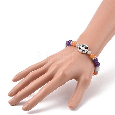 5Pcs 5 Style Natural & Synthetic Mixed Gemstone Beaded Stretch Bracelets Set BJEW-JB09133-1