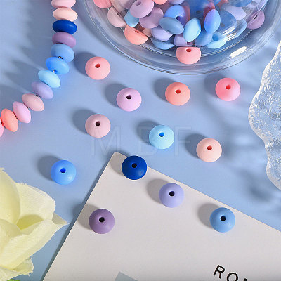 CHGCRAFT 180Pcs 12 Colors Rondelle Food Grade Eco-Friendly Silicone Abacus Beads SIL-CA0003-18-1