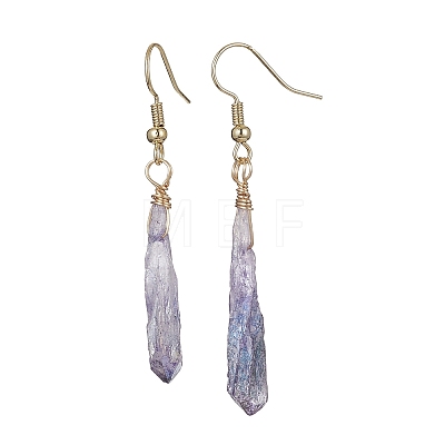 Dyed Natural Quartz Crystal Dangle Earrings EJEW-JE05487-1