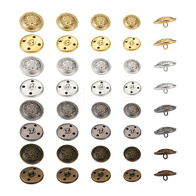 64Pcs 16 Style Brass Shank Buttons BUTT-TA0001-09-1