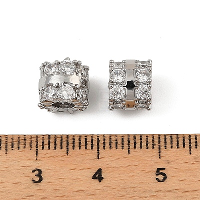 Brass Micro Pave Cubic Zirconia Beads KK-K374-22P-1