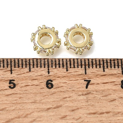 Brass Micro Pave Clear Cubic Zirconia Beads KK-K427-02A-G-1