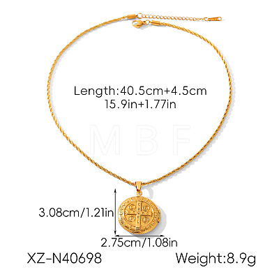 304 Stainless Steel Embossed Photo Locket Pendant Necklaces WG7FD69-01-1
