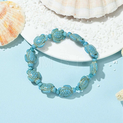 Synthetic Turquoise Beads Stretch Bracelets for Women BJEW-JB13598-03-1