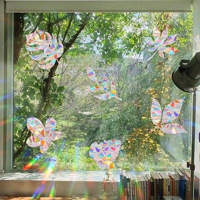 Leaf Rainbow Prism Electrostatic Window Stickers PW-WGAB389-01-1