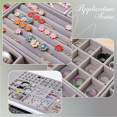 12 Grids Rectangle Wood Covered with Velvet Jewelry Trinket Display Trays AJEW-WH20054-062F-02-1
