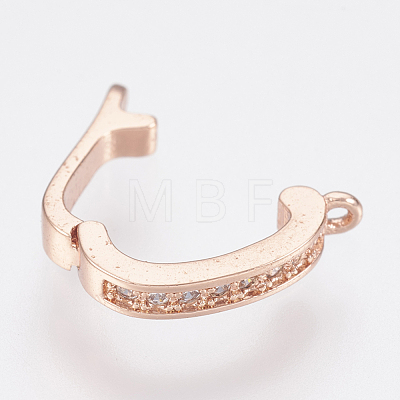 Brass Micro Pave Cubic Zirconia Fold Over Clasps ZIRC-F083-116-RS-1