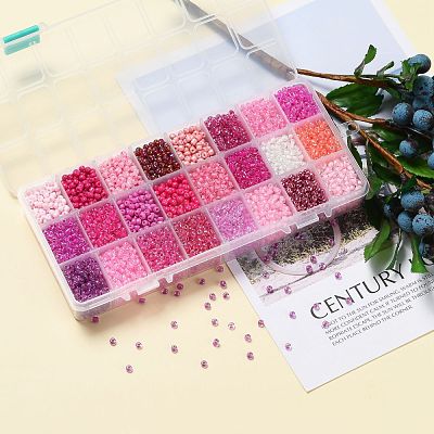 600G 24 Colors Glass Seed Beads SEED-JP0008-07-4mm-1