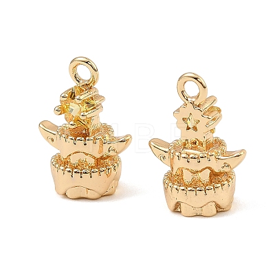 Brass Micro Pave Cubic Zirconia Charms KK-C155-17G-05-1