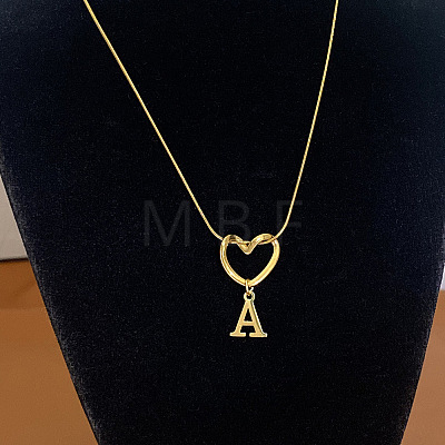 304 Stainless Steel Heart with Initial Pendant Necklaces for Women FS-WG4DC9E-01-1
