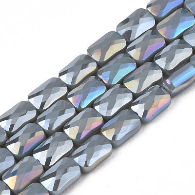 Electroplate Opaque Solid Color Glass Beads Strands EGLA-N002-25-A-1