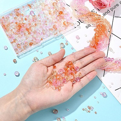 6 Styles Gradient Color Transparent Painted Glass Beads Strands DGLA-YW0001-28A-1