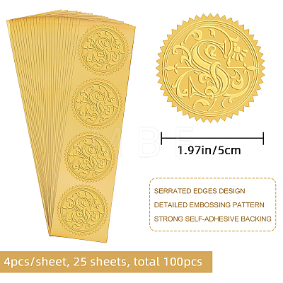 Self Adhesive Gold Foil Embossed Stickers DIY-WH0211-320-1