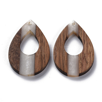Opaque Resin & Walnut Wood Pendants X-RESI-T035-34-1