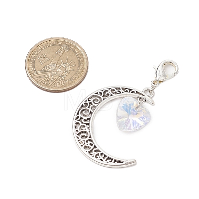 Alloy Moon & Glass Pendant Decorations HJEW-JM02689-01-1