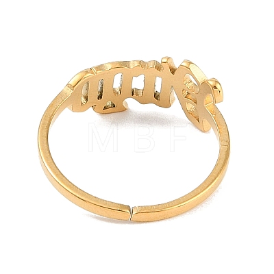 Ion Plating(IP) 304 Stainless Steel Constellation Open Cuff Ring for Women RJEW-C097-01G-09-1