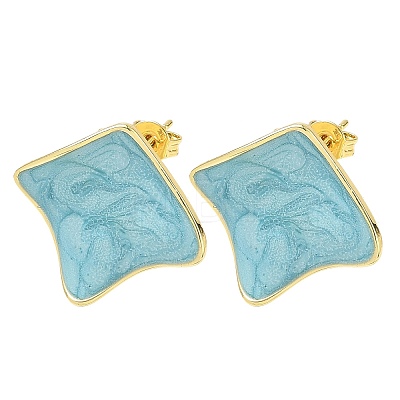 Brass Enamel Stud Earrings for Women KK-CBA760A-07G-03-1