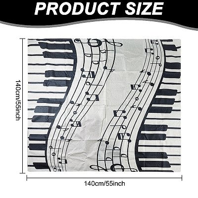 Piano Pattern Linen Tablecloth AJEW-WH0528-69B-1