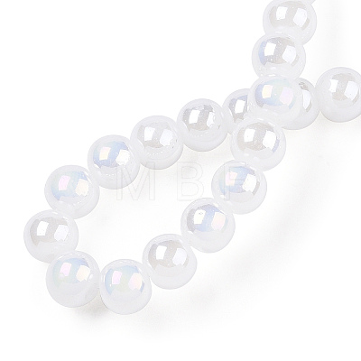 Electroplate Imitation Jade Glass Beads Strands GLAA-T032-J8mm-AB01-1