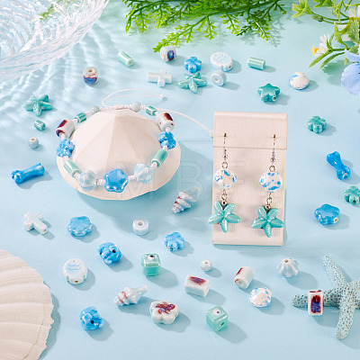 42Pcs 21 Styles Handmade Porcelain Beads PORC-TA0001-45-1