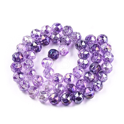 Transparent Electroplate Glass Beads Strands X-EGLA-N006-077E-1